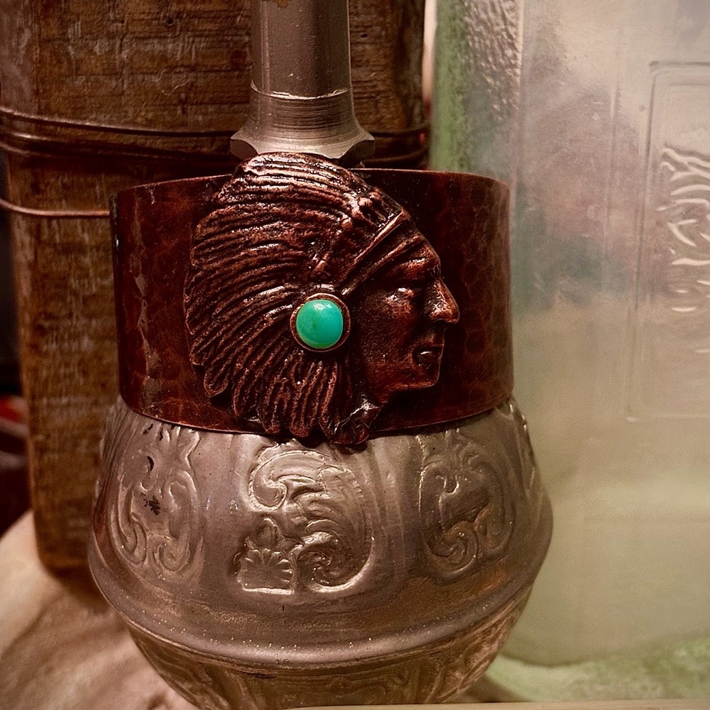 ⚙️3For$30⚙️ NEW Western Hammered Indian side profile Copper-tone Cuff Bracelet